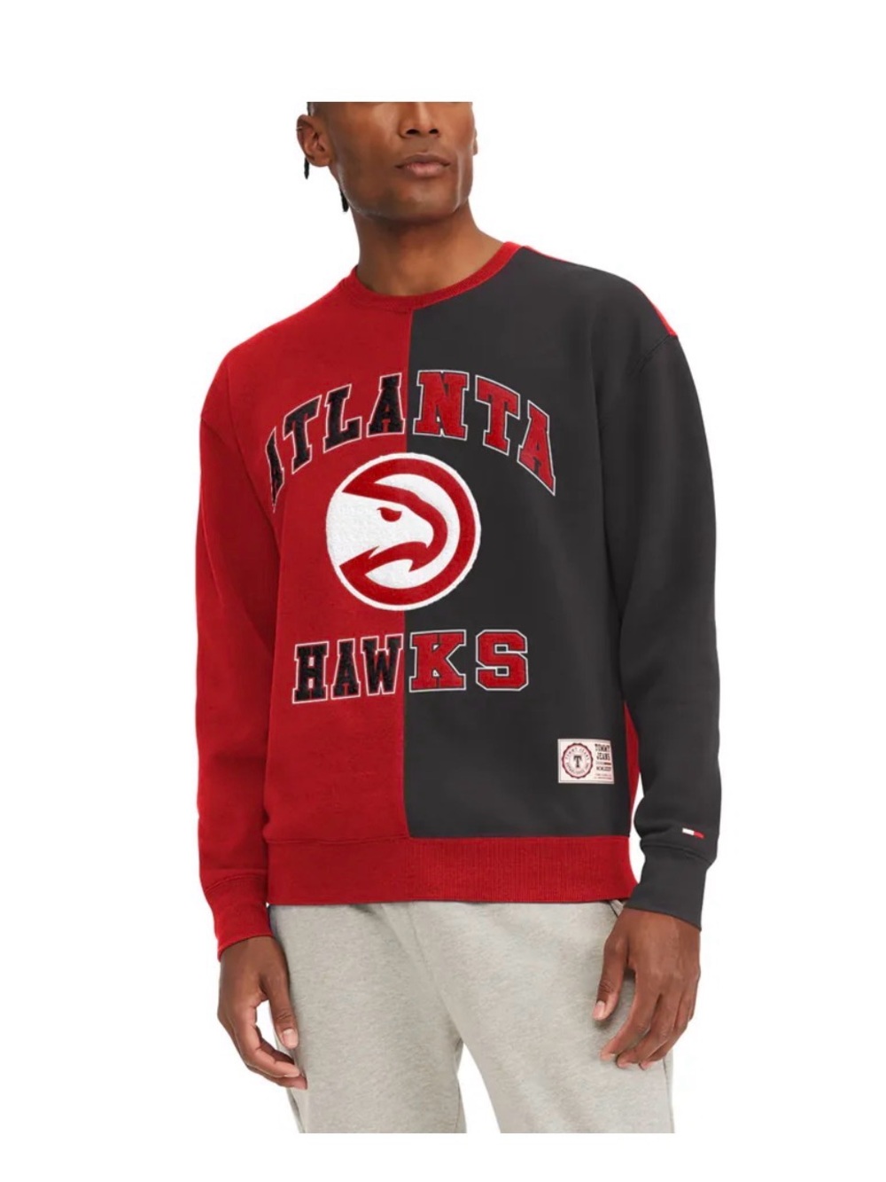 Tommy Hilfiger Red & Black Atlanta Hawks Split Crewneck Sweatshirt NWT NBA XXL